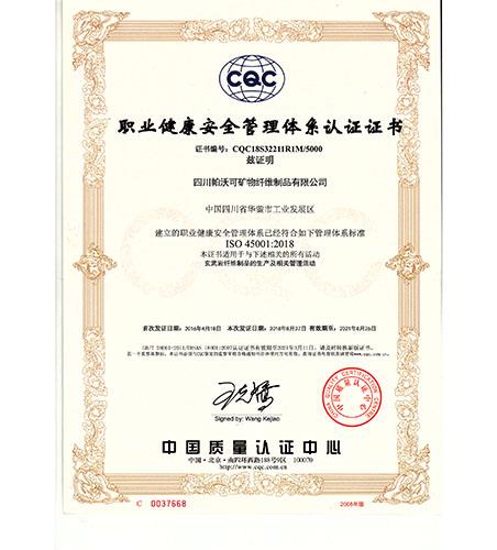 OHSAS18001证书（中文）